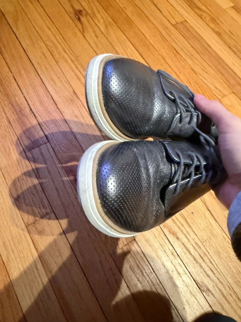 Clarks Sharon Crystal Leather wedge oxford metallic cushion 9 Perforated Lace-Up - Picture 6 of 9